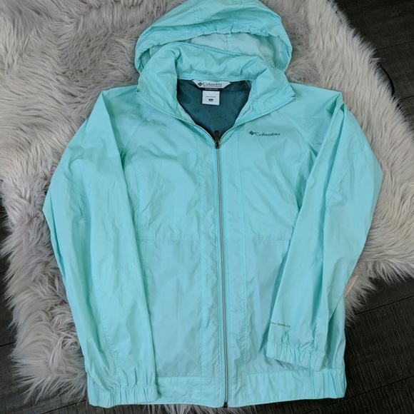 Columbia Jackets & Blazers - Columbia hooded windbreaker rain jacket mint